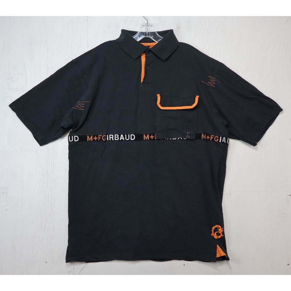 Vintage Marithe Francois Girbaud Big Pocket Shuttle Tape Rugby Polo Shirt XL‎